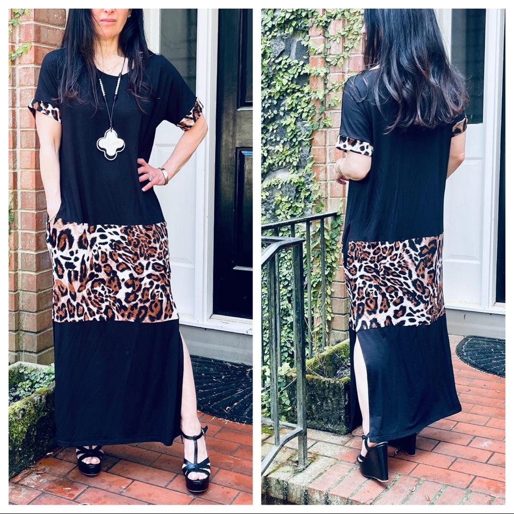 Color block loose fit side pockets maxi dress - Picture 4 of 9